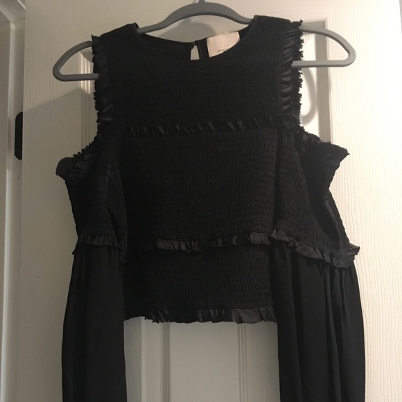 Cinq a Sept black smocked long sleeve top - Picture 2 of 4